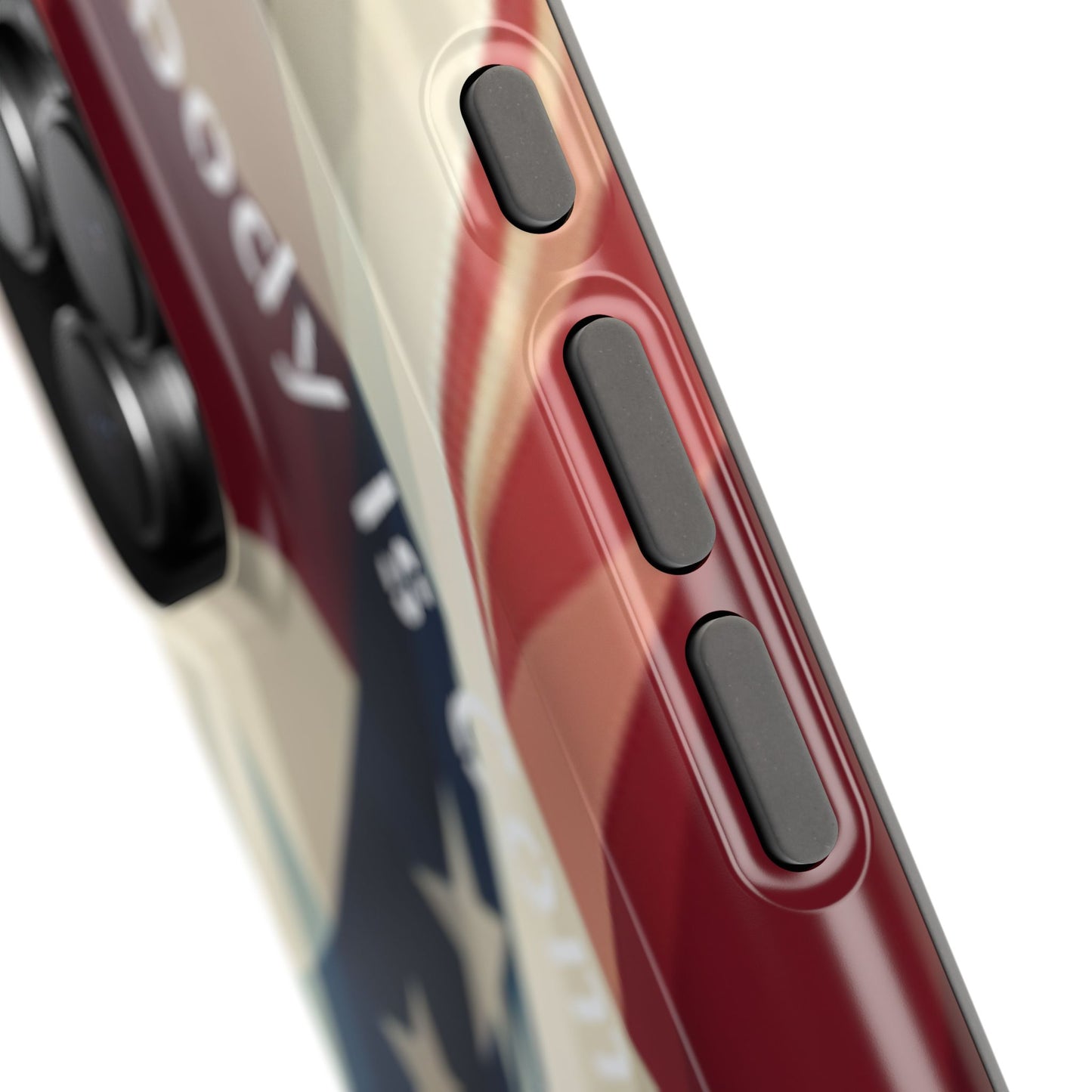 Tough glossy phone case with bold “Nobody Is Coming to Save You” over laying an American flag design.