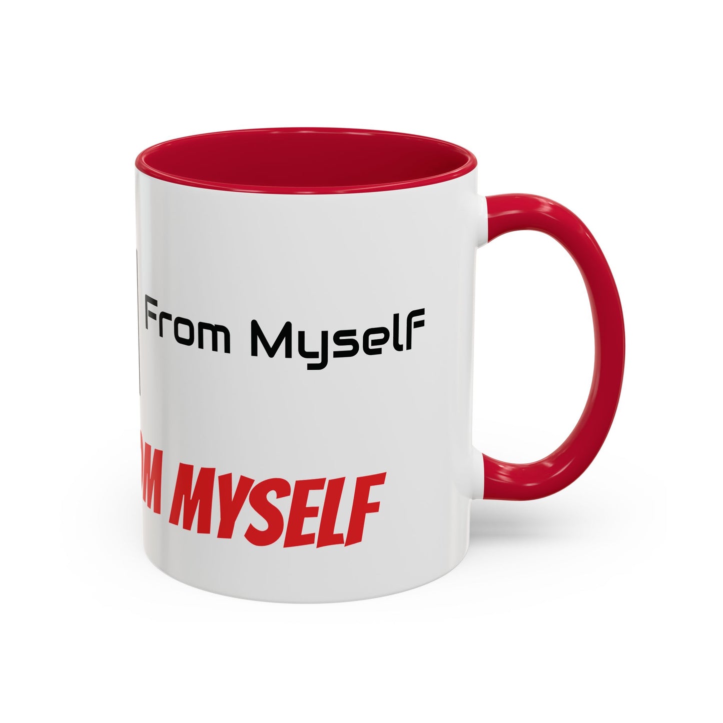 Ceramic mug with ‘Save Me From Myself’ graphic — subliminal reminder to never forget the battle starts from within, one sip at a time.