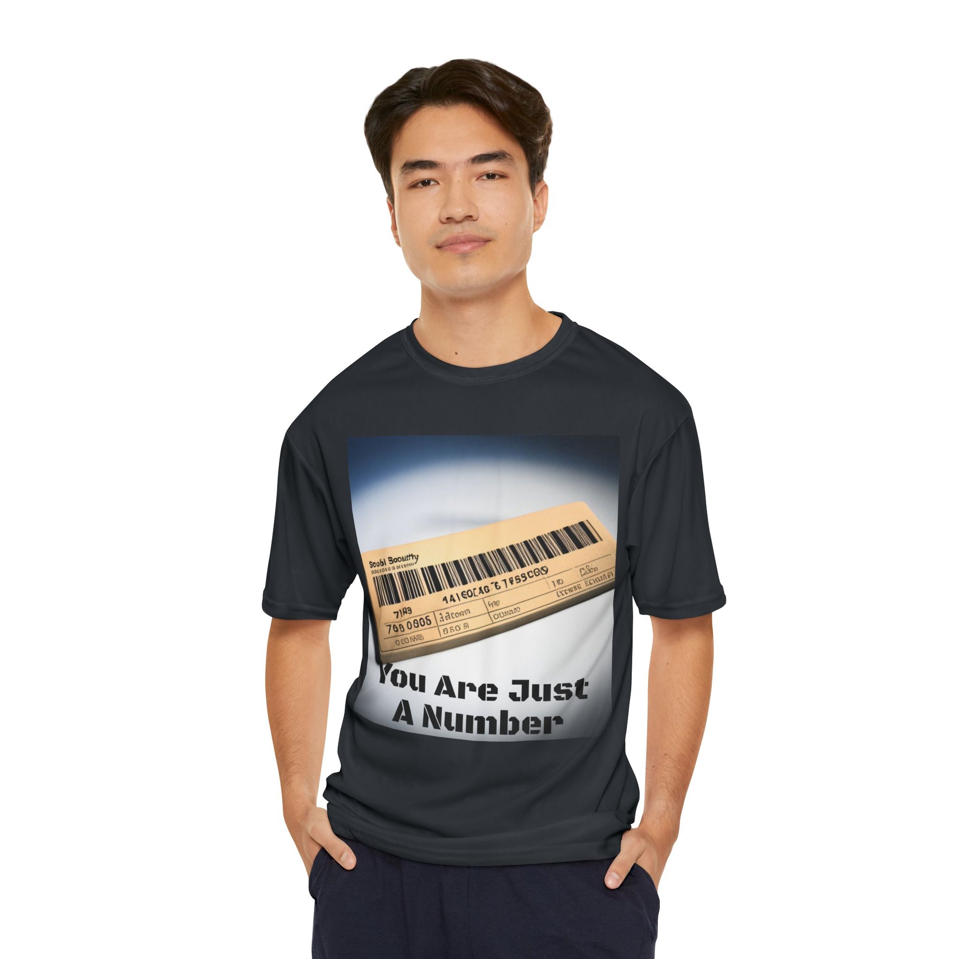 A Person Wearing a Black Performance tee with “Just a Number” design — a bold statement on independence, accountability, and rejecting the system’s labels.
