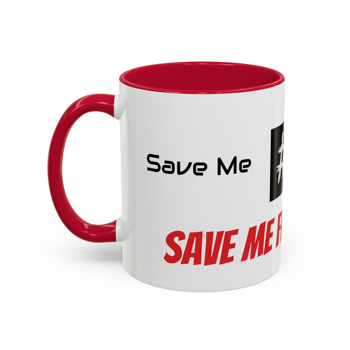 Ceramic mug with ‘Save Me From Myself’ graphic — subliminal reminder to never forget the battle starts from within, one sip at a time.