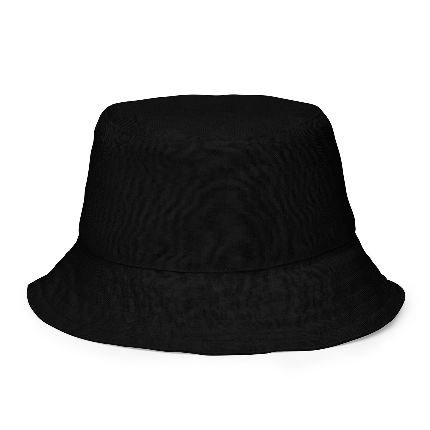 Reversible black and white bucket hat with Trendy Nonsense design — minimalist streetwear symbol of awareness, adaptability, and intent.