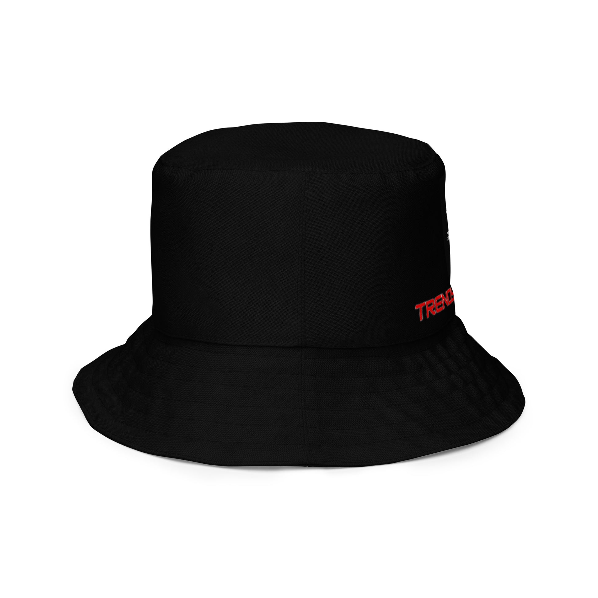 Reversible black and white bucket hat with Trendy Nonsense design — minimalist streetwear symbol of awareness, adaptability, and intent.